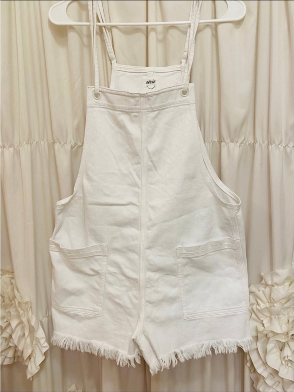 Aerie White Denim Short Overalls🌸🌺🌸